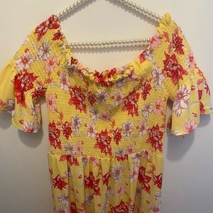 Yellow floral print dress. Size 2X